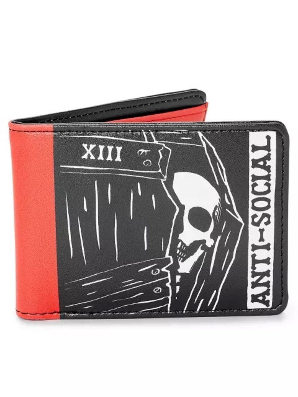 Spencer's Black & Red Anti-Social Skull Bifold Wallet